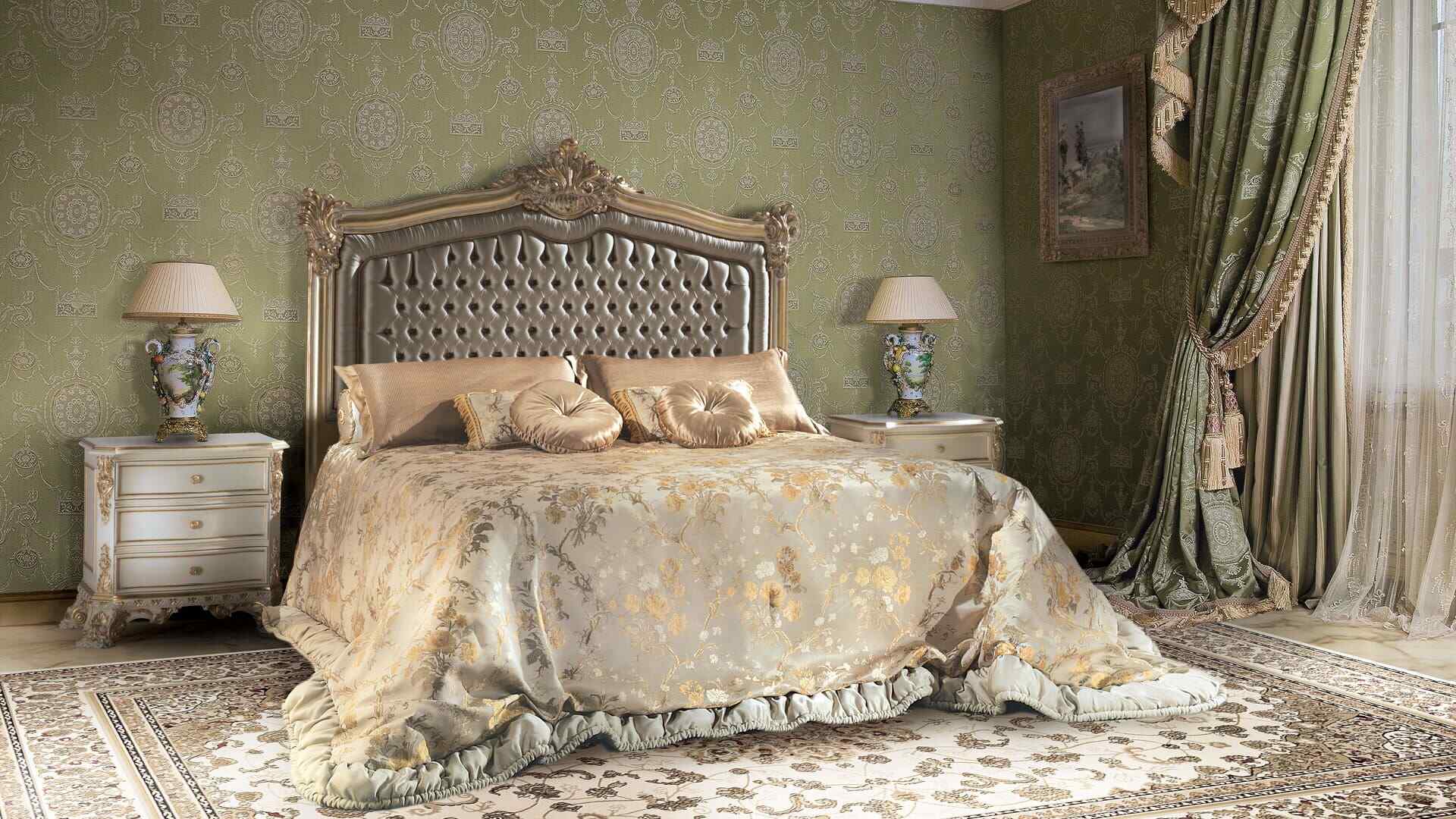 Тафтинговая кровать в стиле барокко Фабрика ANGELO CAPPELLINI Pavesi 